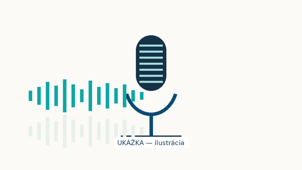 Ilustrácia mikrofónu so zvukovou vlnou — symbol podcastovej a video rubriky.